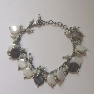 Charming Silver and White Heart Charm‎ Bracelet
